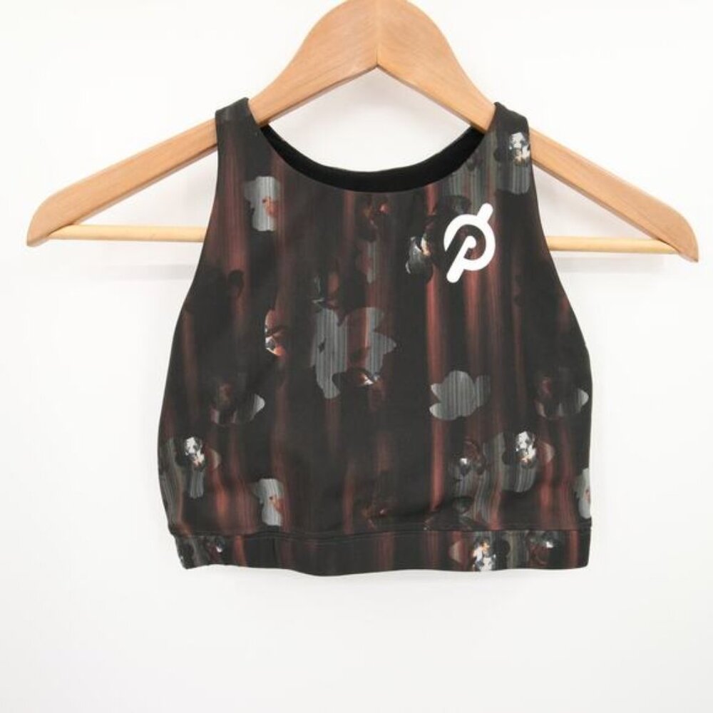 Peloton Sports Bra Black Floral Pattern High Neck Racerback High Impact Small